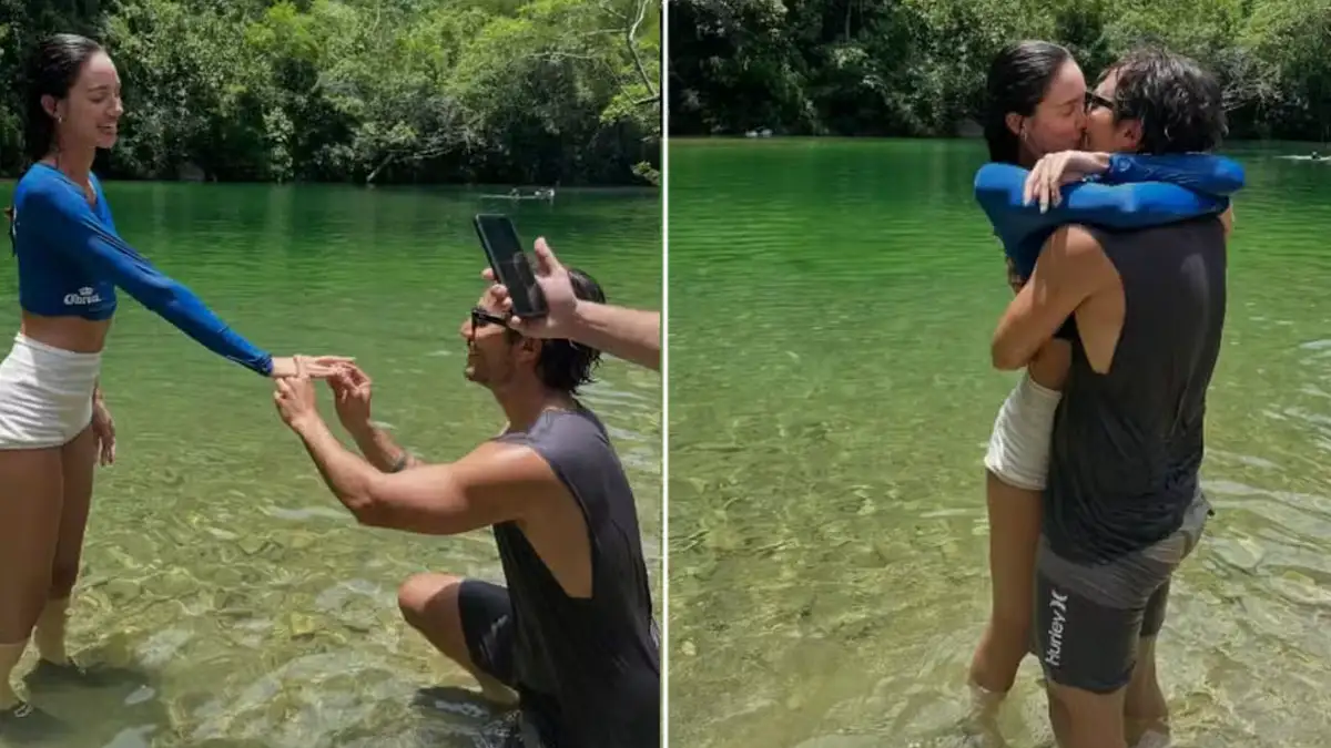 Bruninho, da dupla com Davi, pede a namorada em casamento em área paradisíaca de Mato Grosso do Sul O cantor Bruninho surpreendeu Mariana Beltrame com pedido romântico no Parque Nacional da Serra da Bodoquena (Foto: Reprodução Redes Sociais)