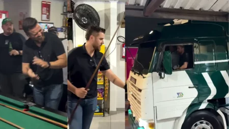 Zé Neto Chega de Caminhão em Bar no Paraná, Joga Sinuca e Surpreende Moradores Zé Neto em Bar de São José dos Pinhais: (PR) (Foto: Reprodução Instagram)