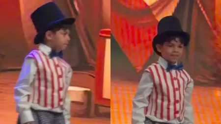 Murilo Huff e Dona Ruth assistem à apresentação de Léo em Meio a Disputa Judicial Encontro de Murilo Huff e Mãe de Marília na Escola de Léo (Foto: Divulgação)