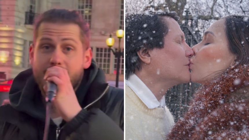 Giovani tranquiliza esposa após cantor de rua flertar