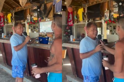 Leonardo toca suas músicas em bar nas Bahamas durante férias