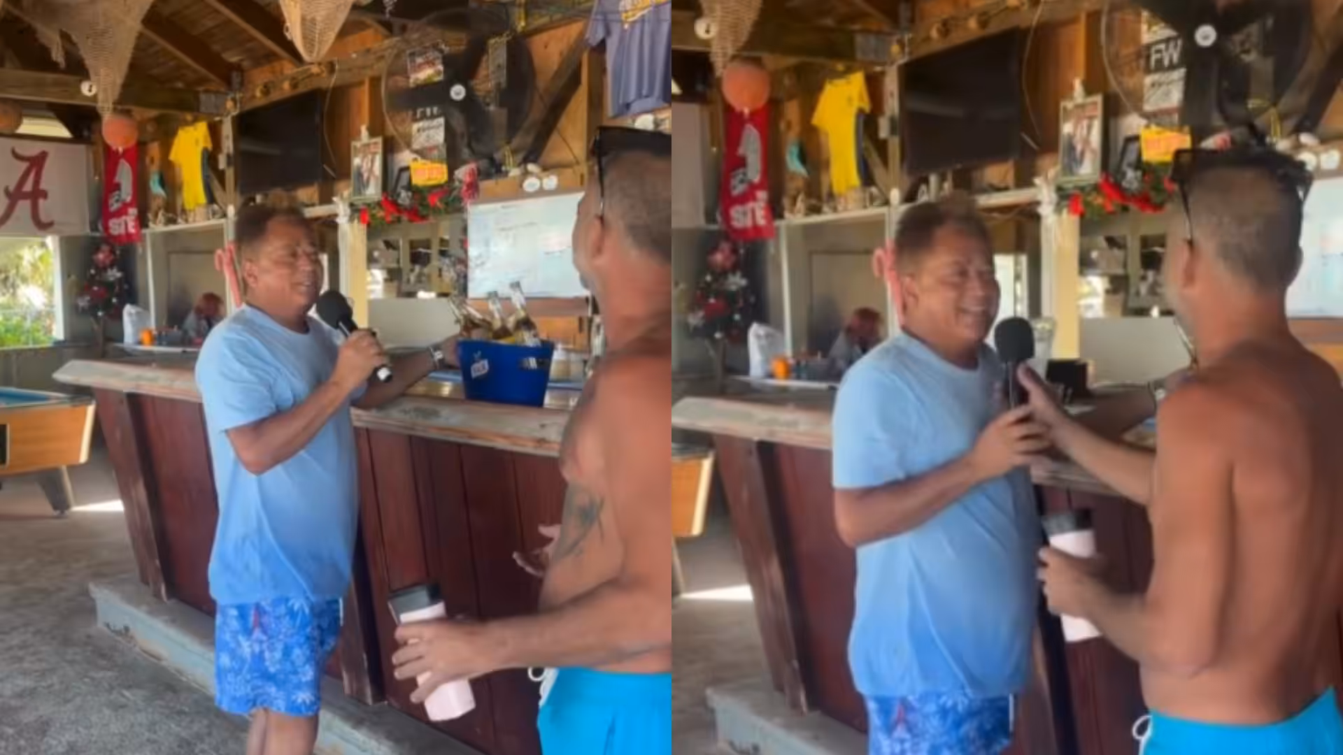 Leonardo toca suas músicas em bar nas Bahamas durante férias
