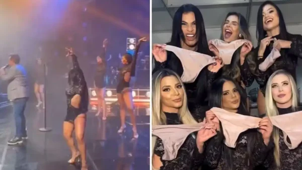 Dançarinas de Leonardo após polêmica com calcinhas (Reprodução Redes Sociais)